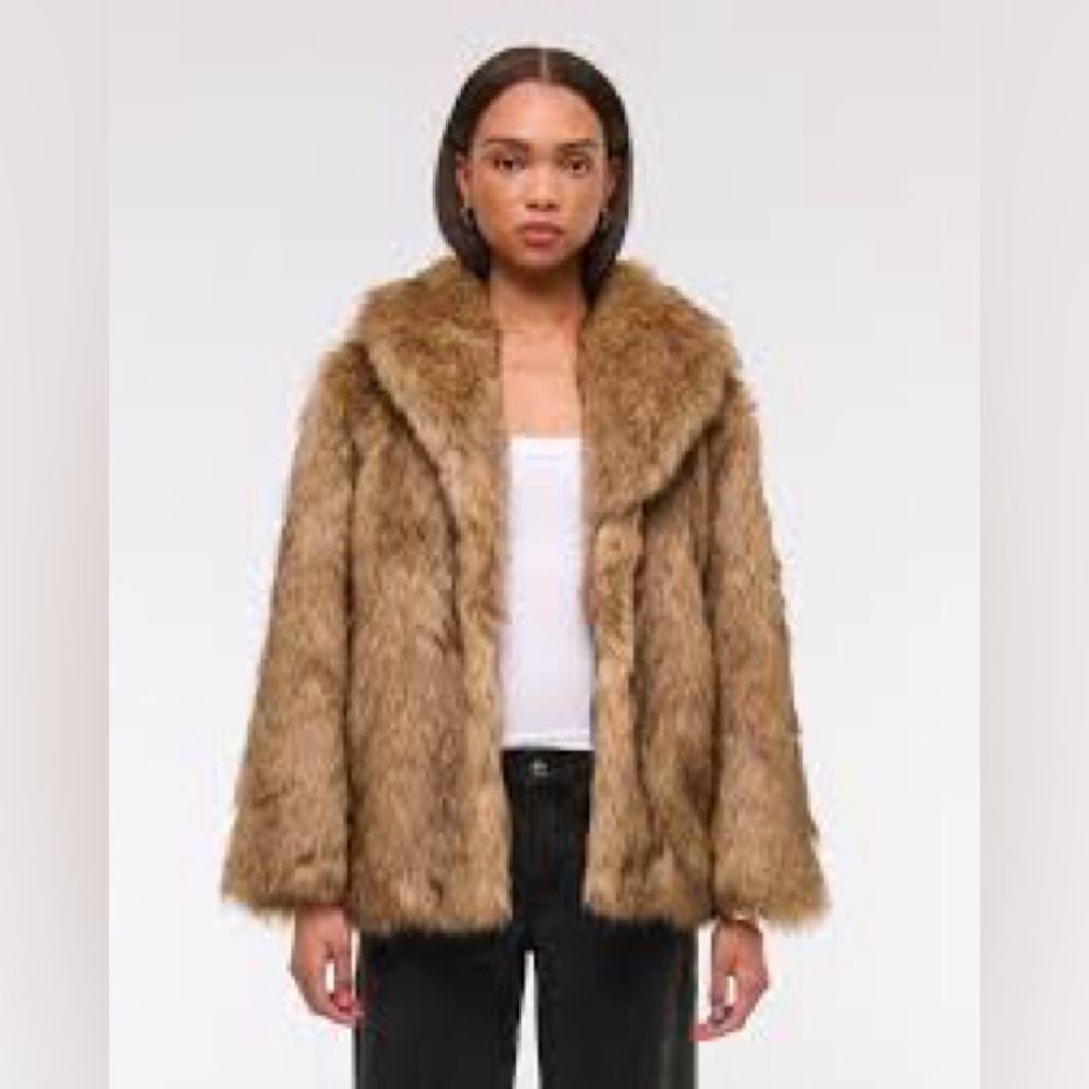 Abercrombie shawl color faux fur coat